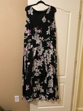 Sami & Jo Black Maxi Dress with White and Light Pink Floral Print